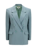Grey Solid Peaked Lapel Blazer 1