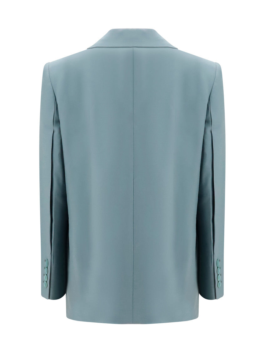 Grey Solid Peaked Lapel Blazer 2