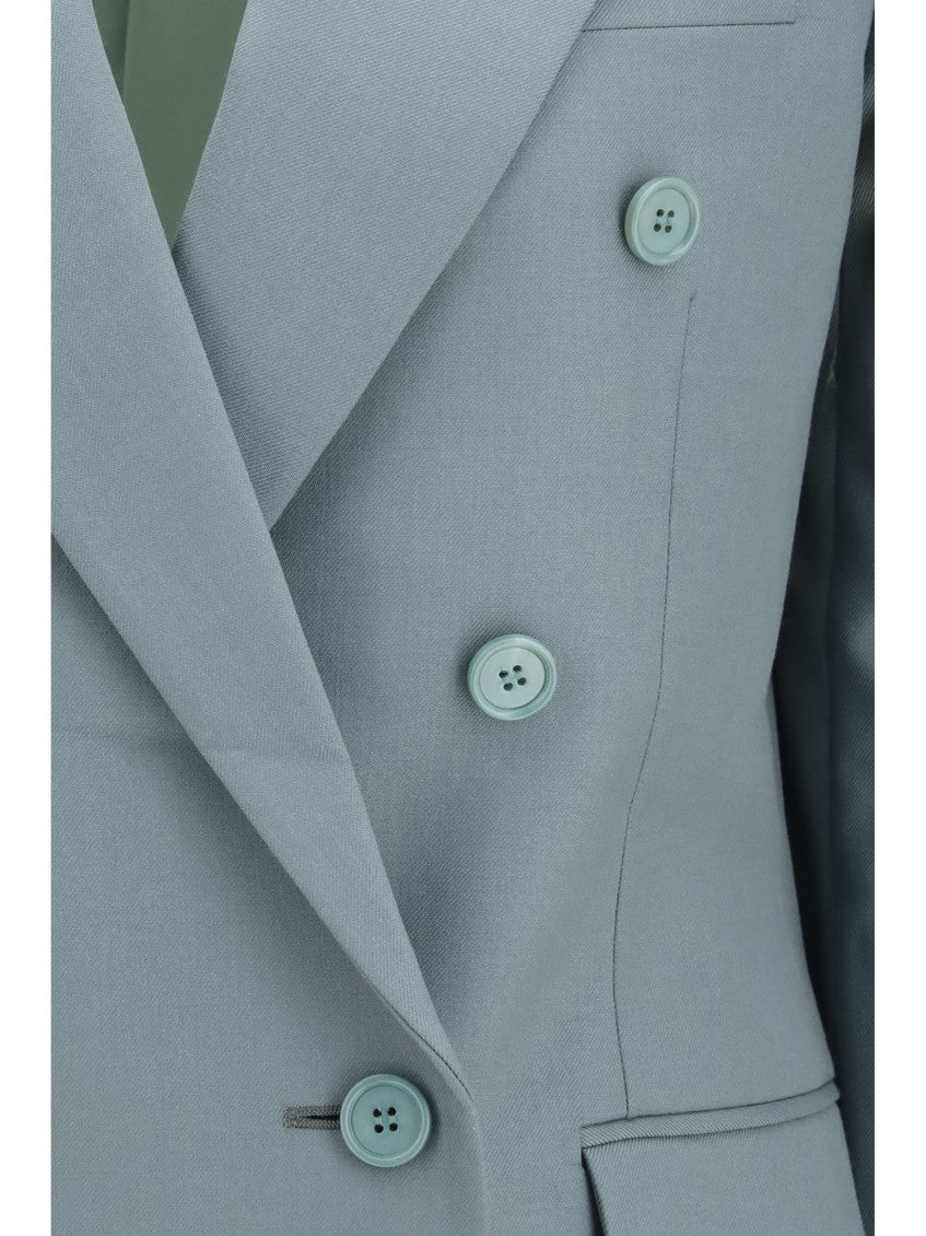 Grey Solid Peaked Lapel Blazer 3