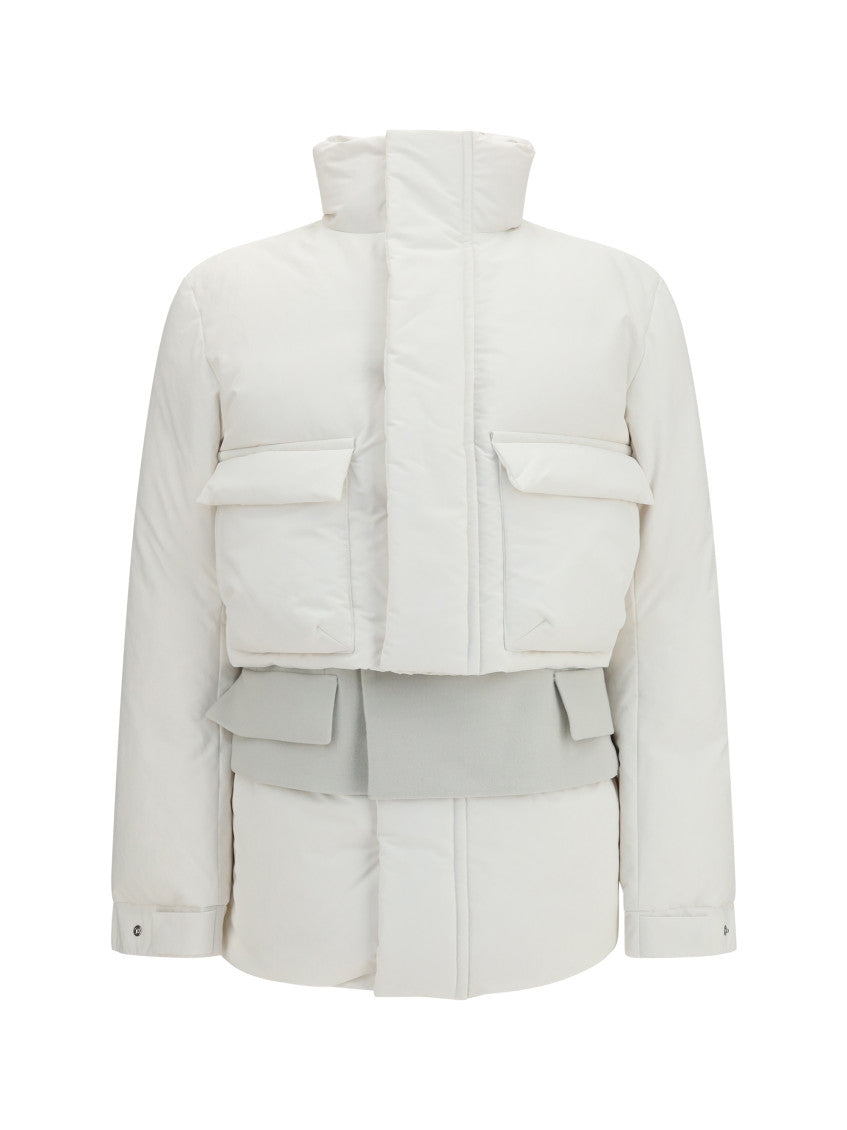 Off White Solid Mock Collar Jacket 1