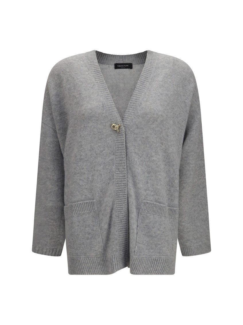 Grey Knitted V Neck Sweater 1