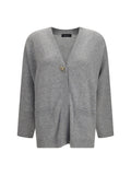 Grey Knitted V Neck Sweater 1