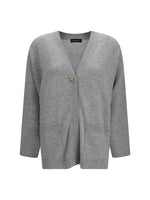 Grey Knitted V Neck Sweater 1