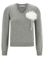 Grey Knitted V Neck Sweater 1