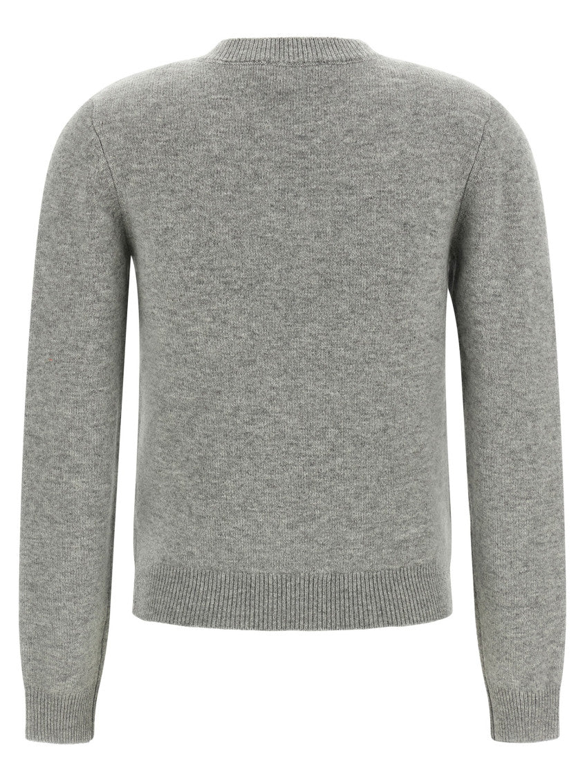 Grey Knitted V Neck Sweater 2
