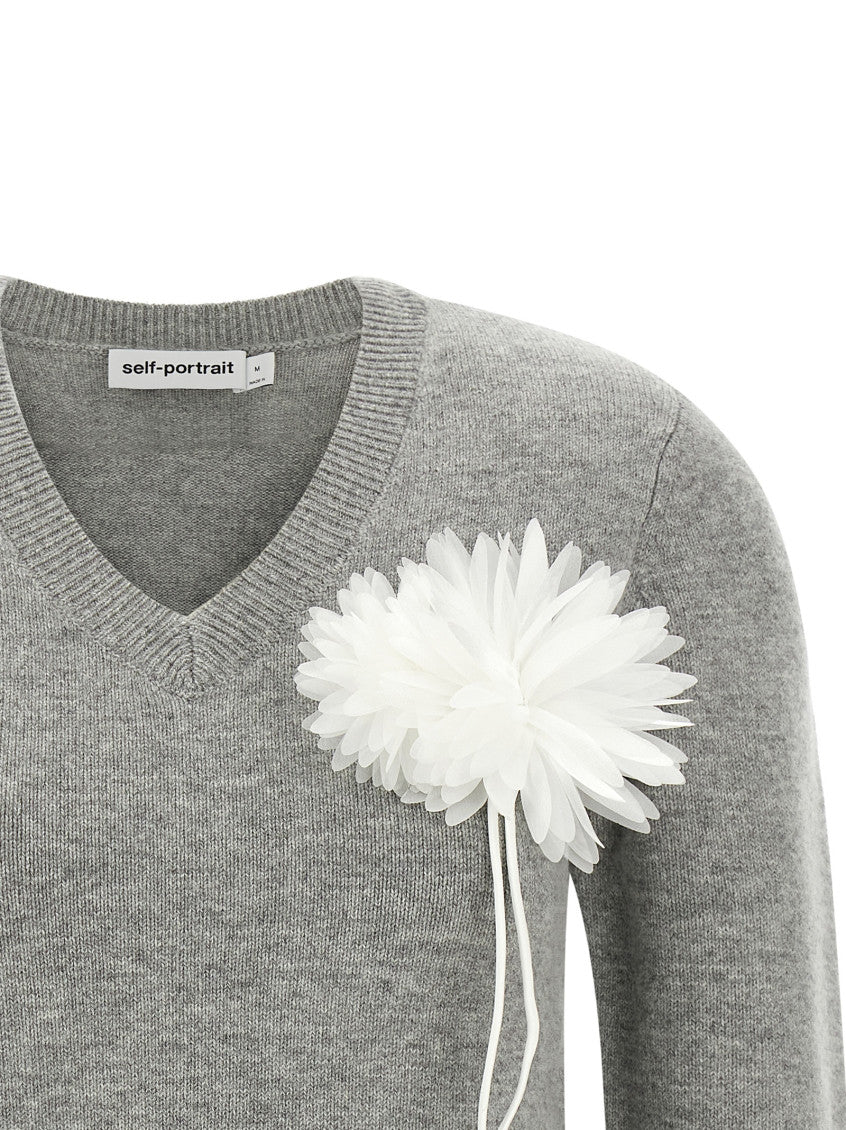 Grey Knitted V Neck Sweater 3
