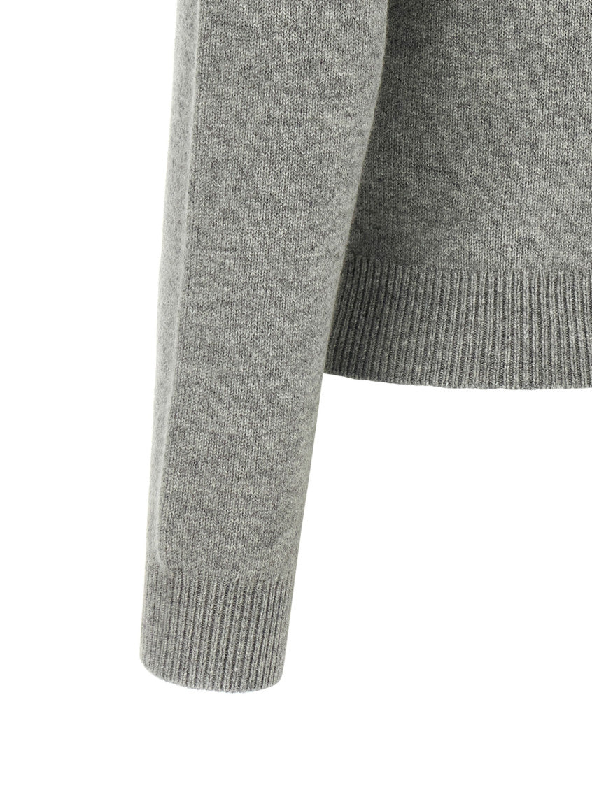 Grey Knitted V Neck Sweater 4