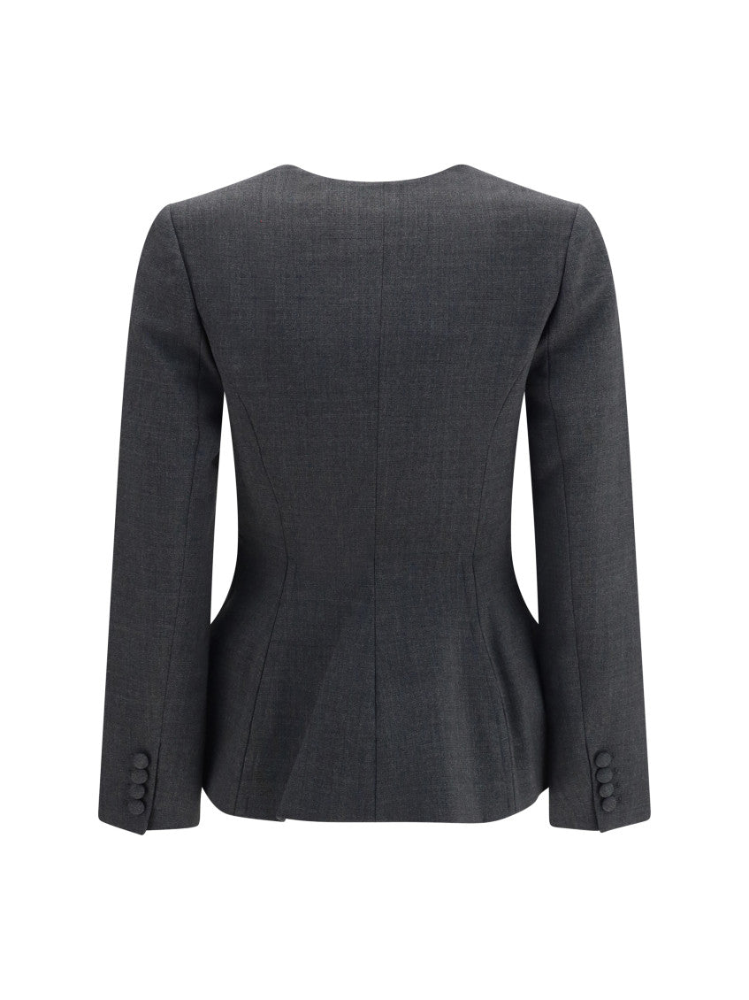 Grey Solid V Neck Jacket 2