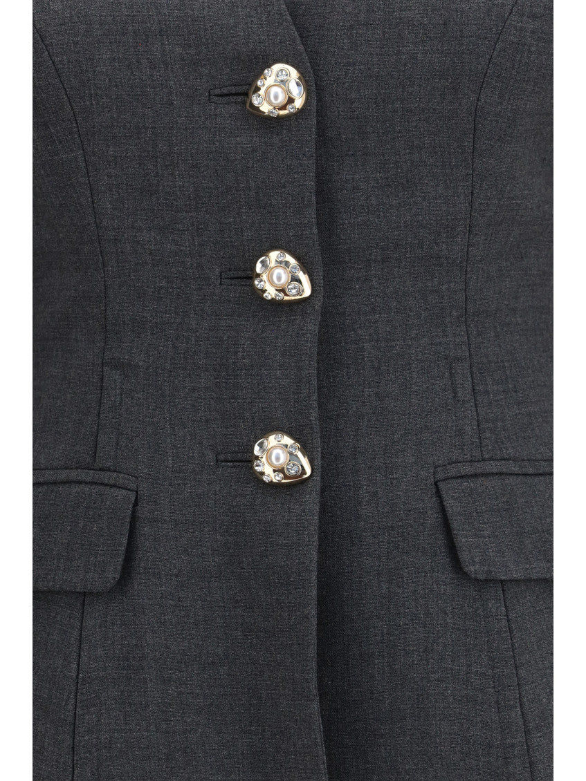 Grey Solid V Neck Jacket 3