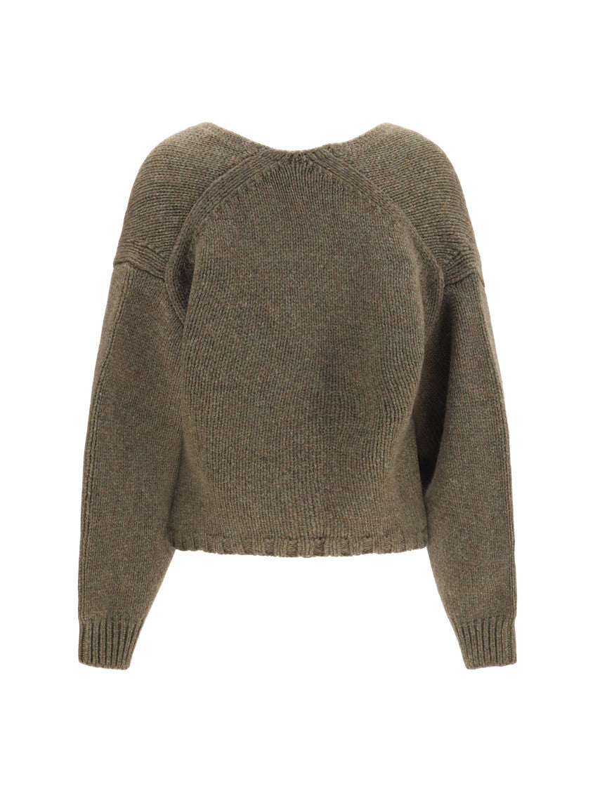 Green Knitted V Neck Sweater 2