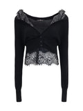 Black Lace V Neck Sweater 1