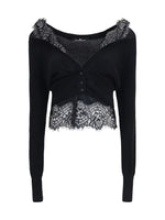 Black Lace V Neck Sweater 1
