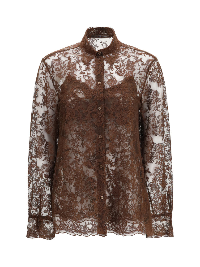 Brown Regular Lace Shirt 1
