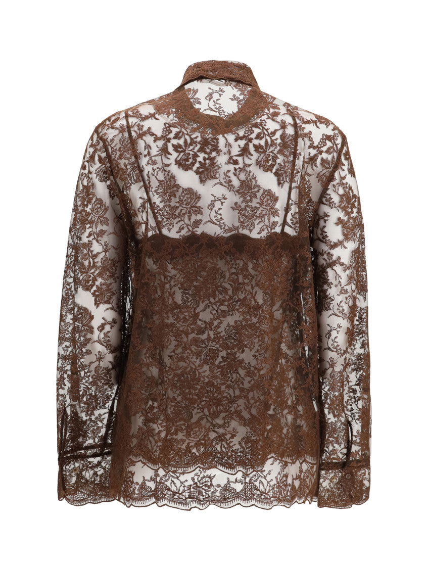 Brown Regular Lace Shirt 2
