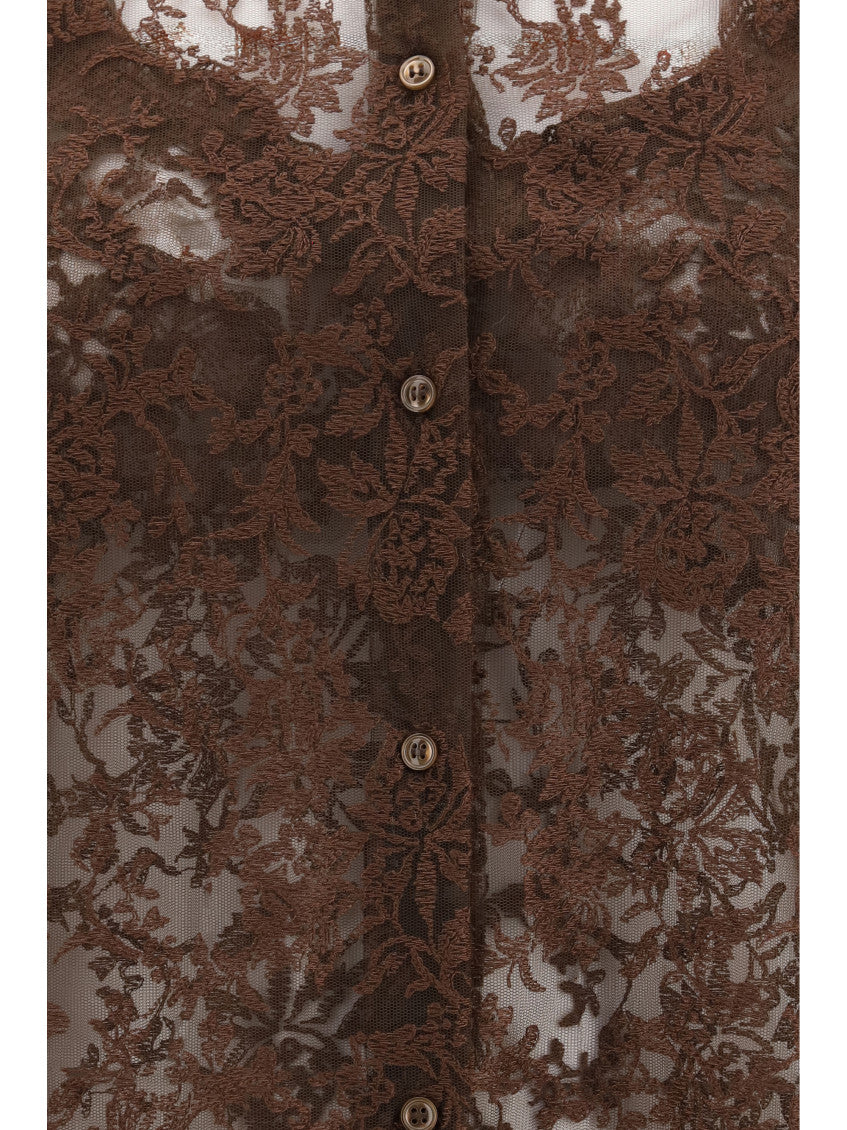 Brown Regular Lace Shirt 3