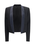 Black Solid Shawl Lapel Jacket 1