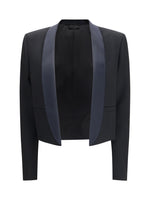 Black Solid Shawl Lapel Jacket 1