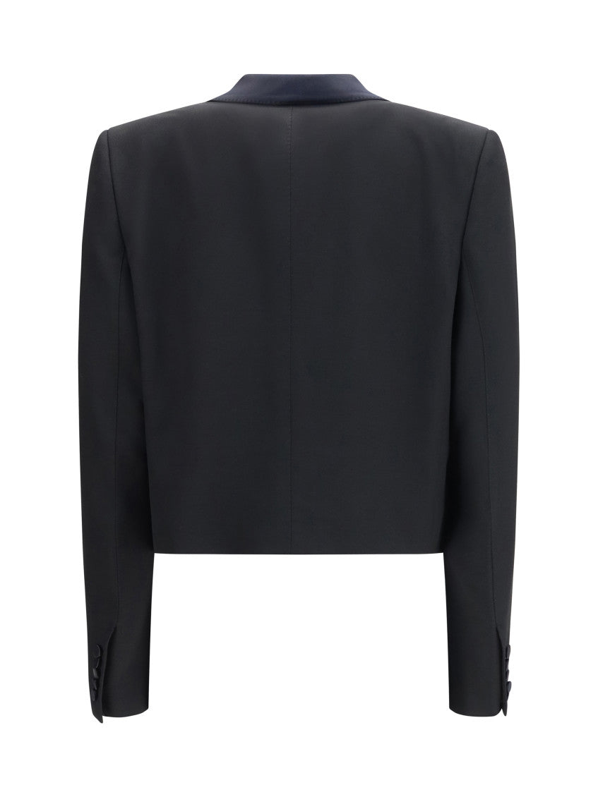 Black Solid Shawl Lapel Jacket 2