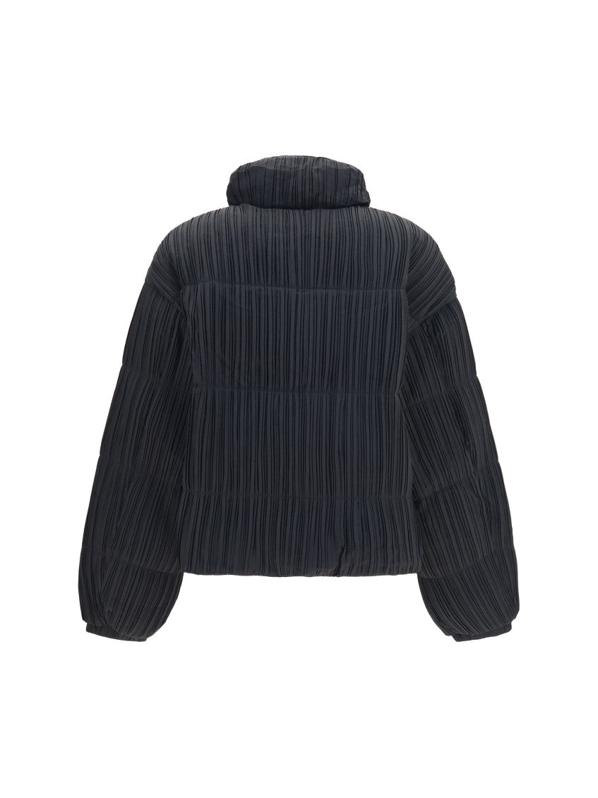 Black Textured Mock Collar Jacket 3