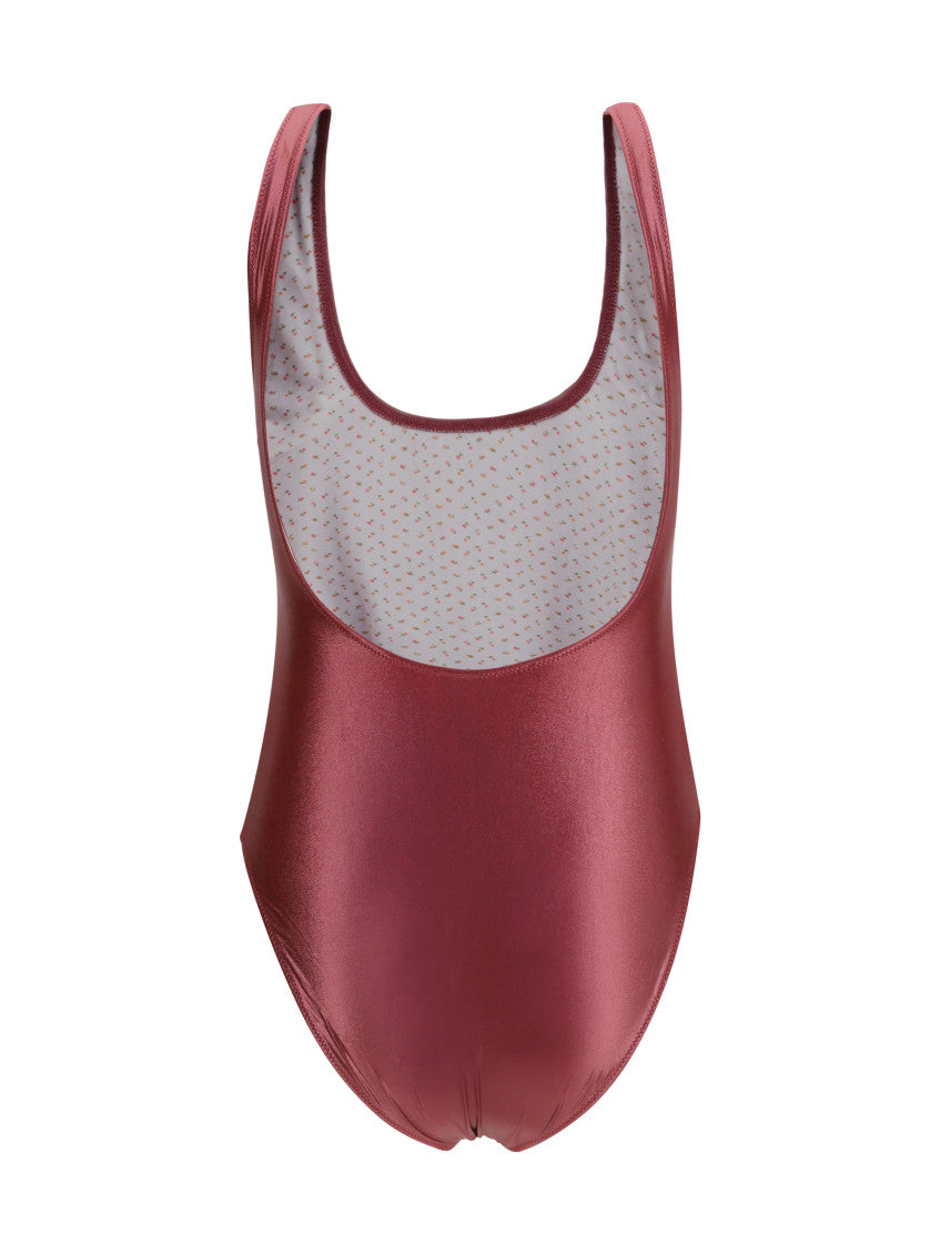 Burgundy Solid Swimwear 2
