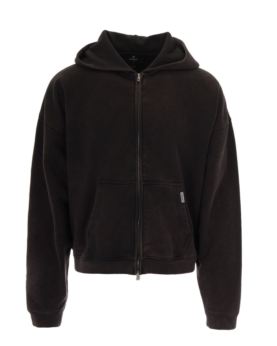 Dark Brown Zip-Up Hoodie 1