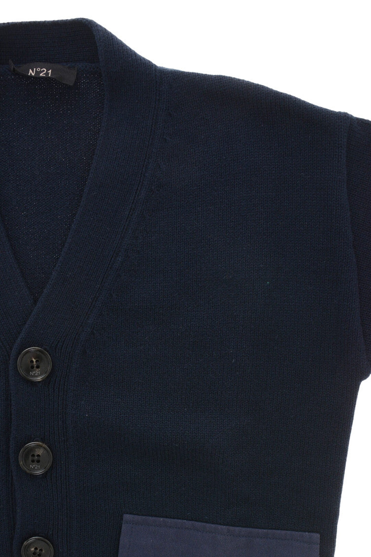 Boys Navy Blue Solid Cardigan 3