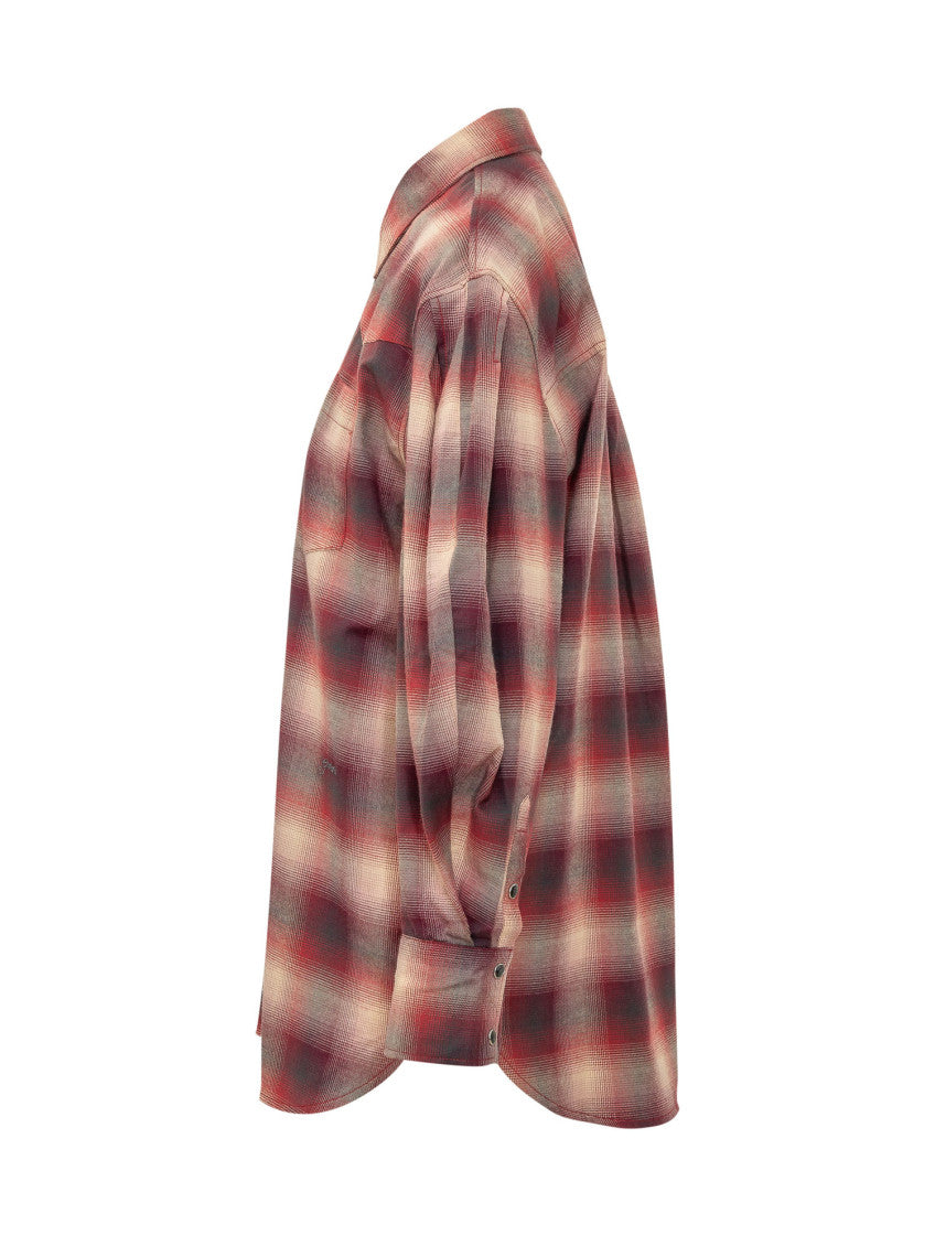 Red Oversized Check Shirt 3