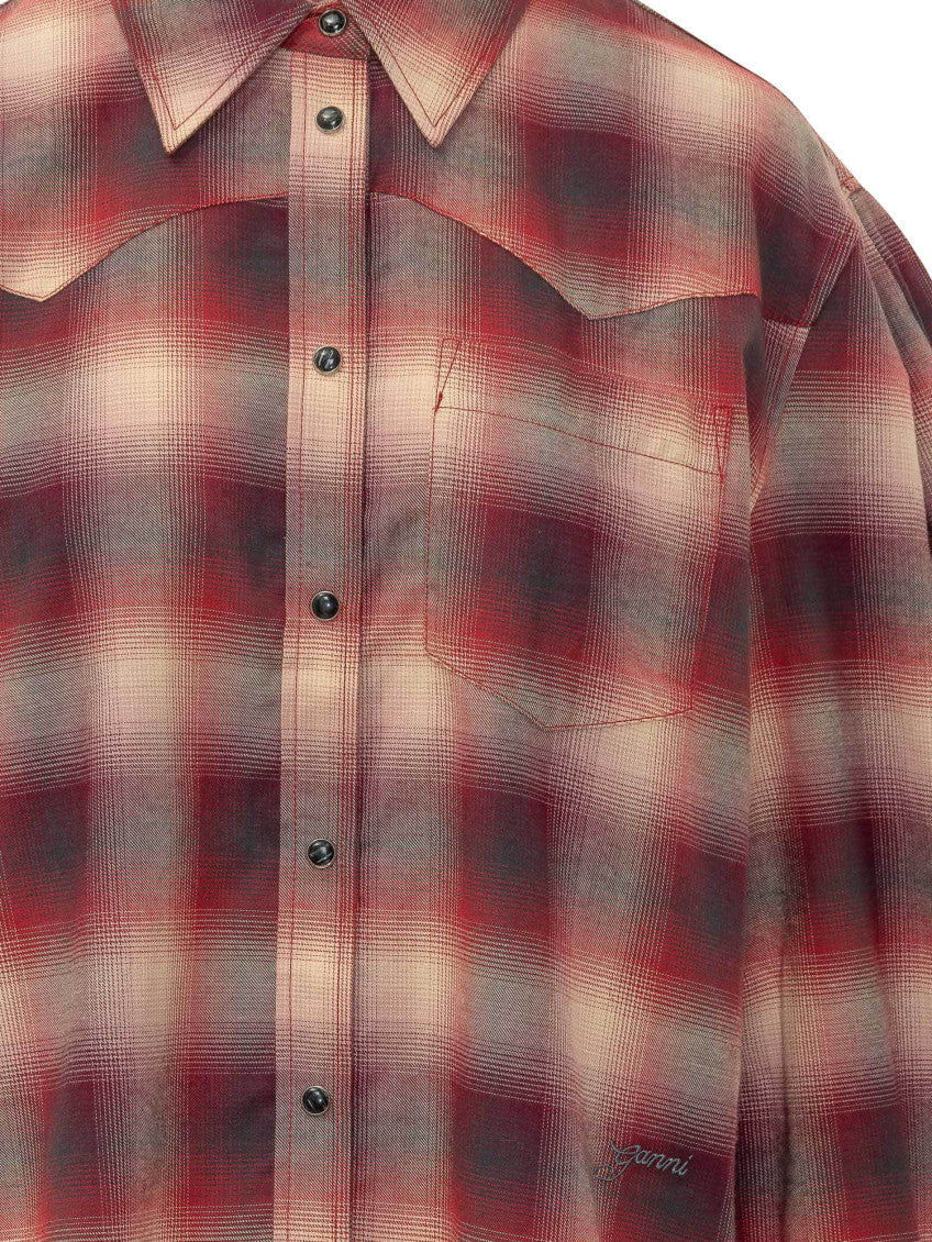 Red Oversized Check Shirt 4