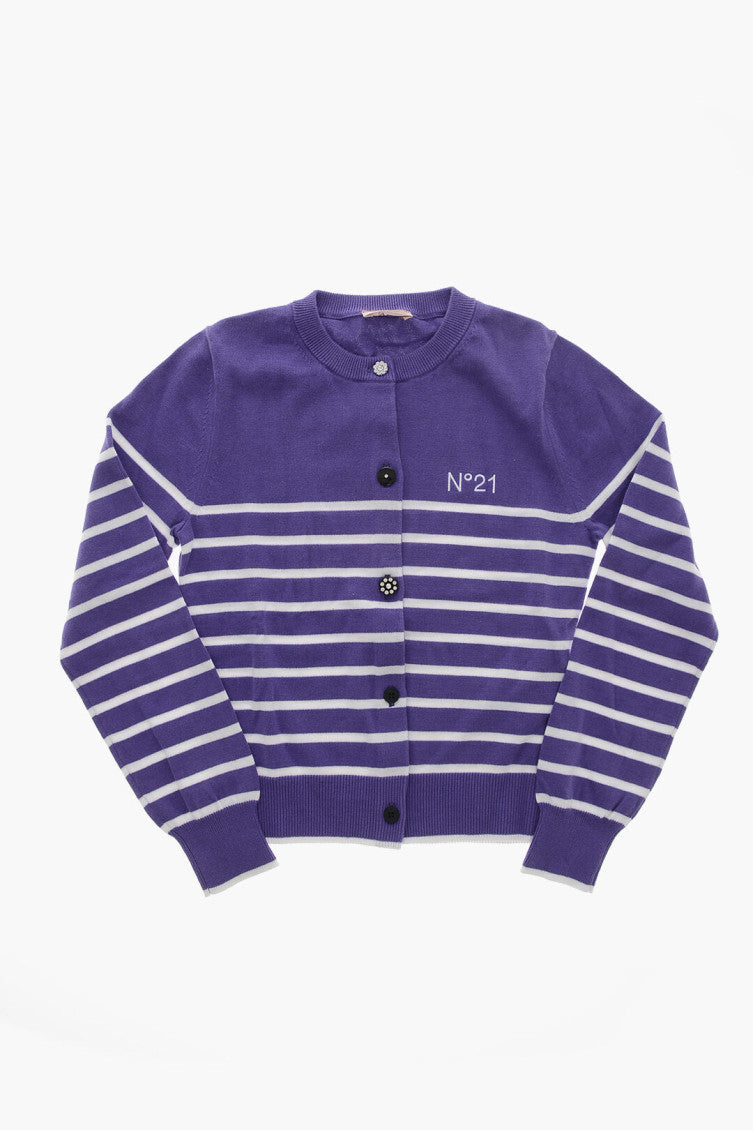 Girls Purple Striped Cardigan 1