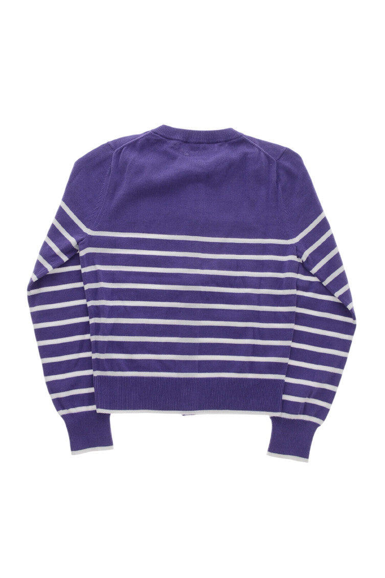 Girls Purple Striped Cardigan 2