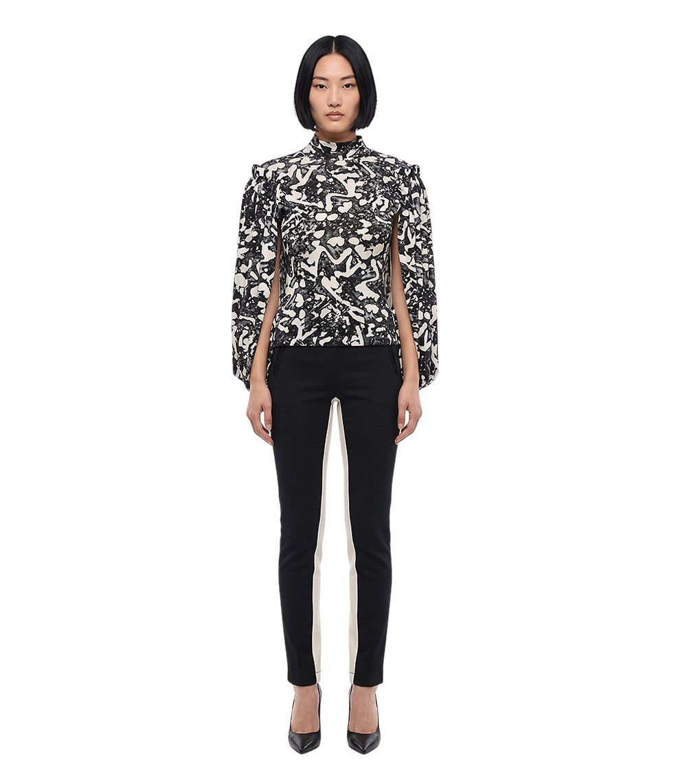 BlackWhite Printed Turtle Neck Top 1