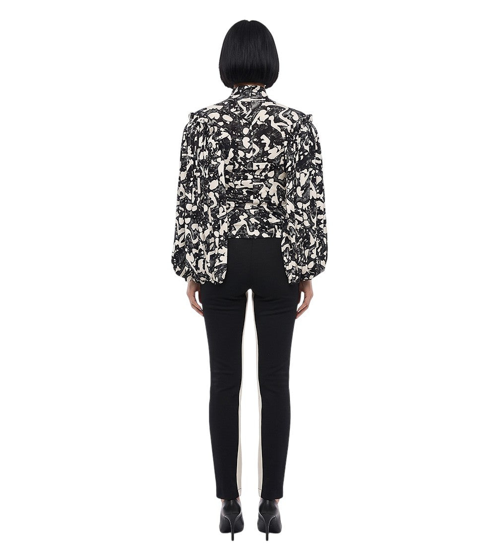 BlackWhite Printed Turtle Neck Top 2