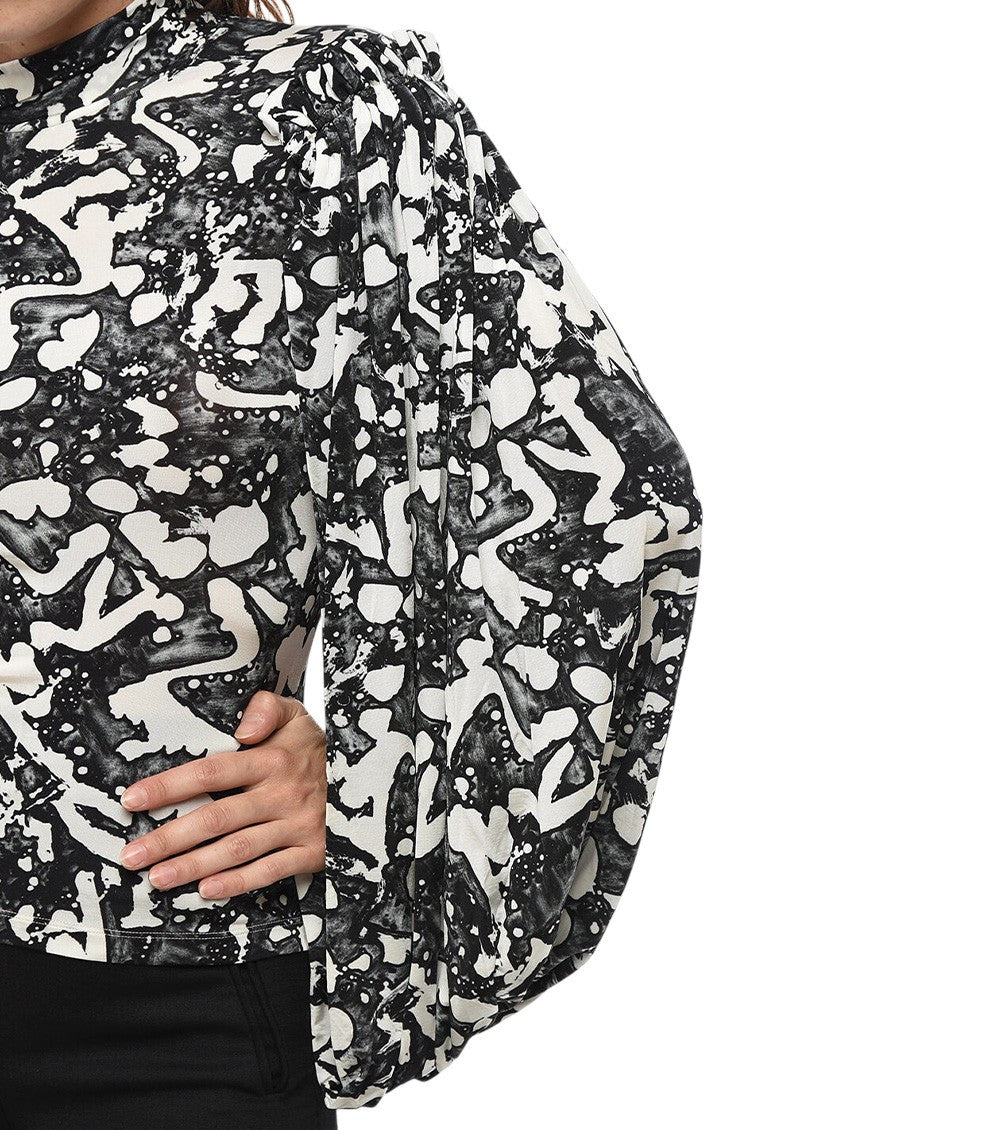 BlackWhite Printed Turtle Neck Top 3