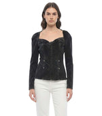Black Solid Sweet Heart Neck Top 1