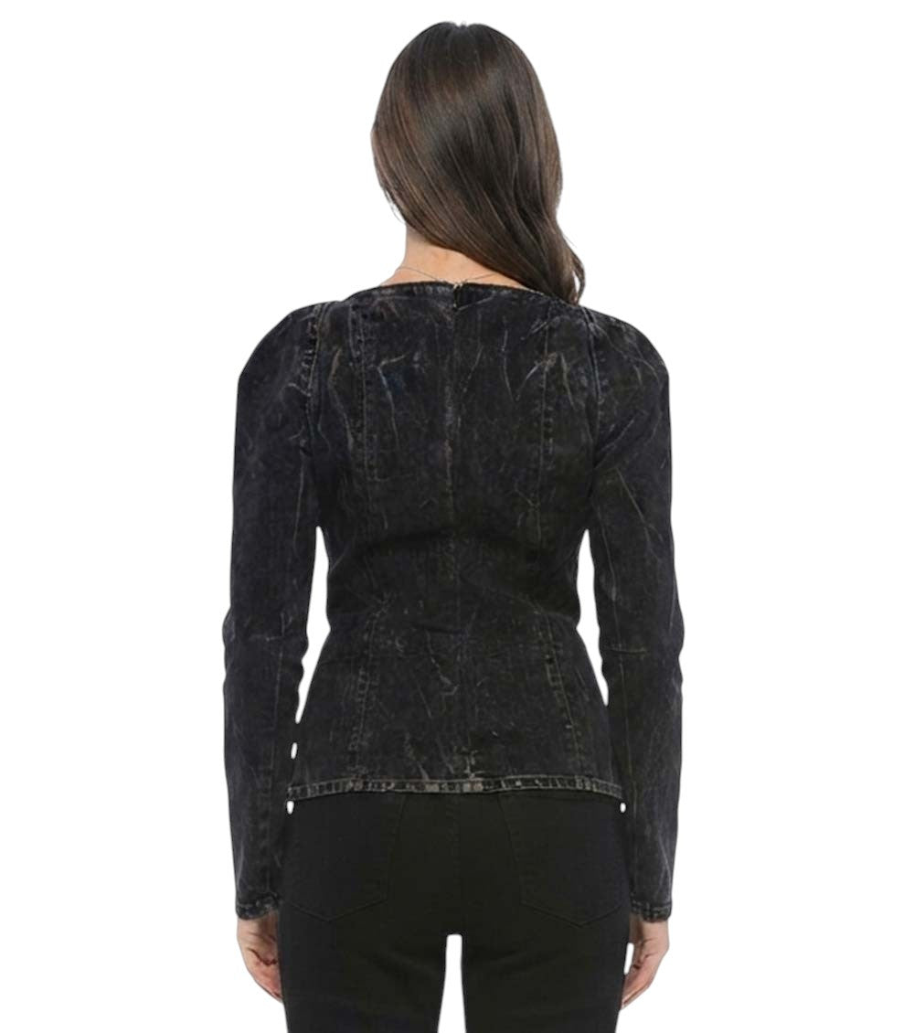 Black Solid Sweet Heart Neck Top 2