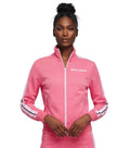 Fuchsia Stripes Mock Collar Sweatshirt 1