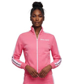 Fuchsia Stripes Mock Collar Sweatshirt 1