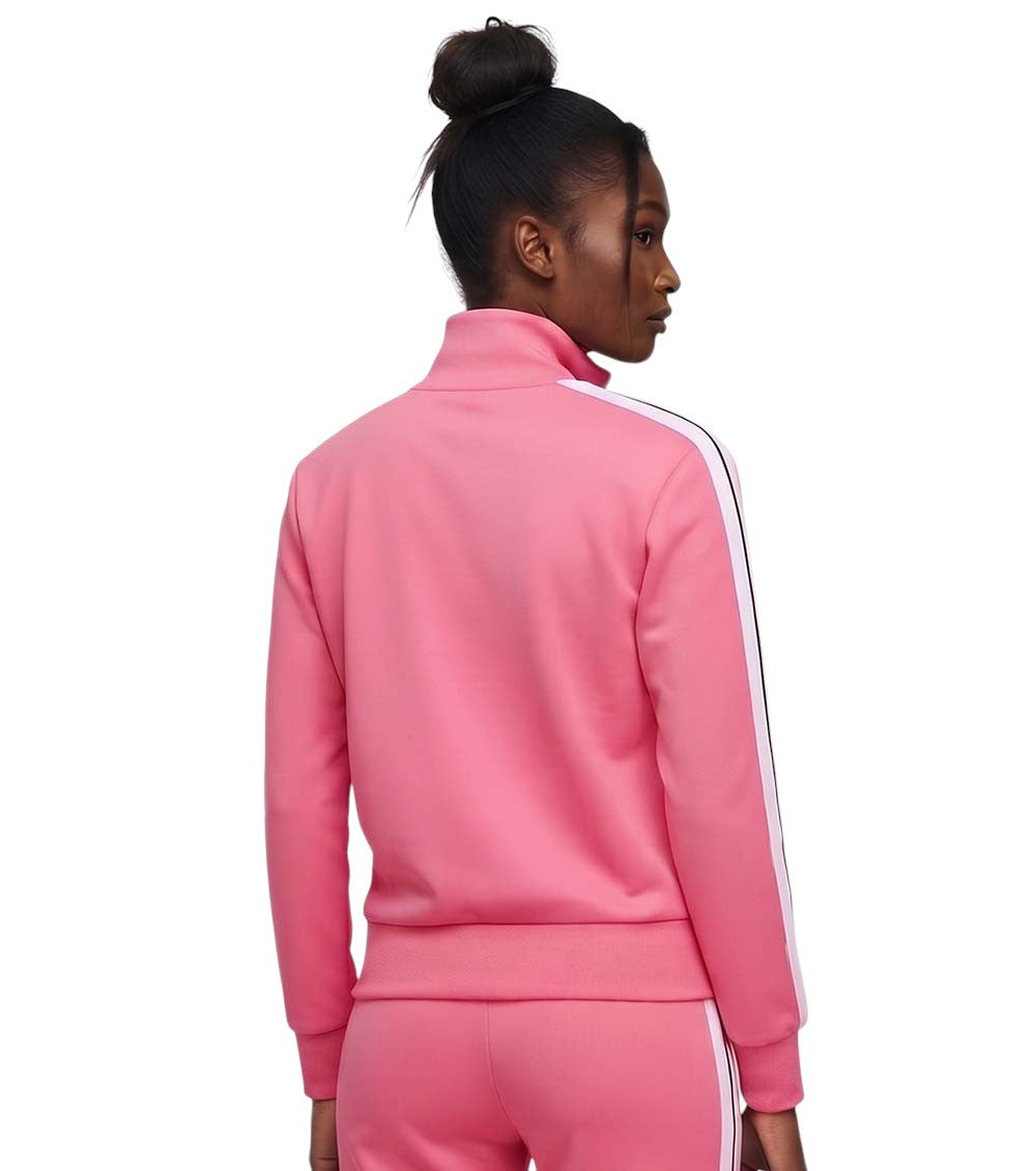 Fuchsia Stripes Mock Collar Sweatshirt 2
