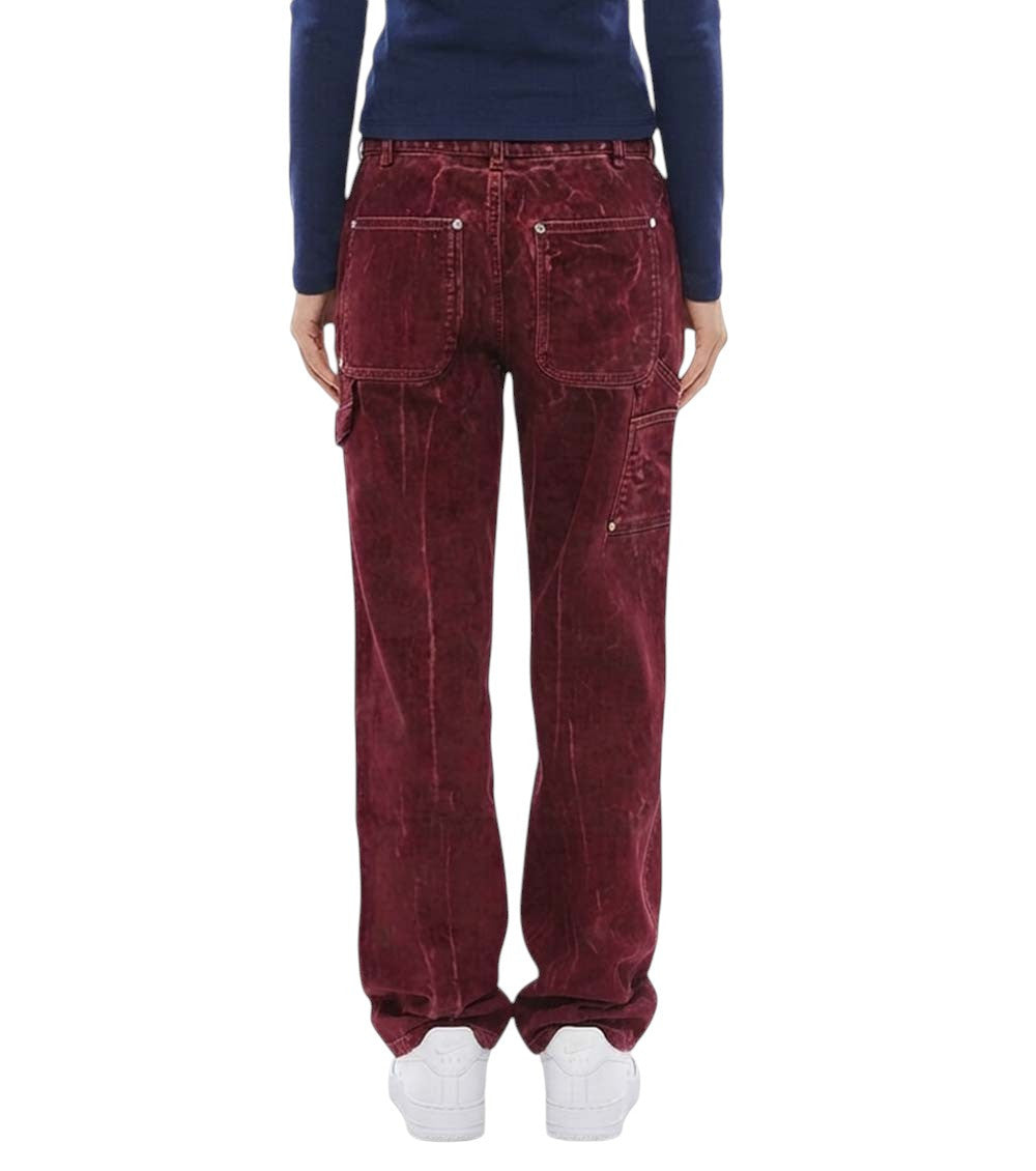 Maroon Relaxed Flat Front Pants 2