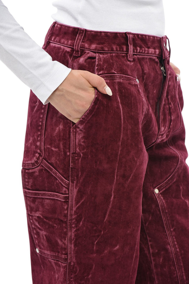 Maroon Relaxed Flat Front Pants 3