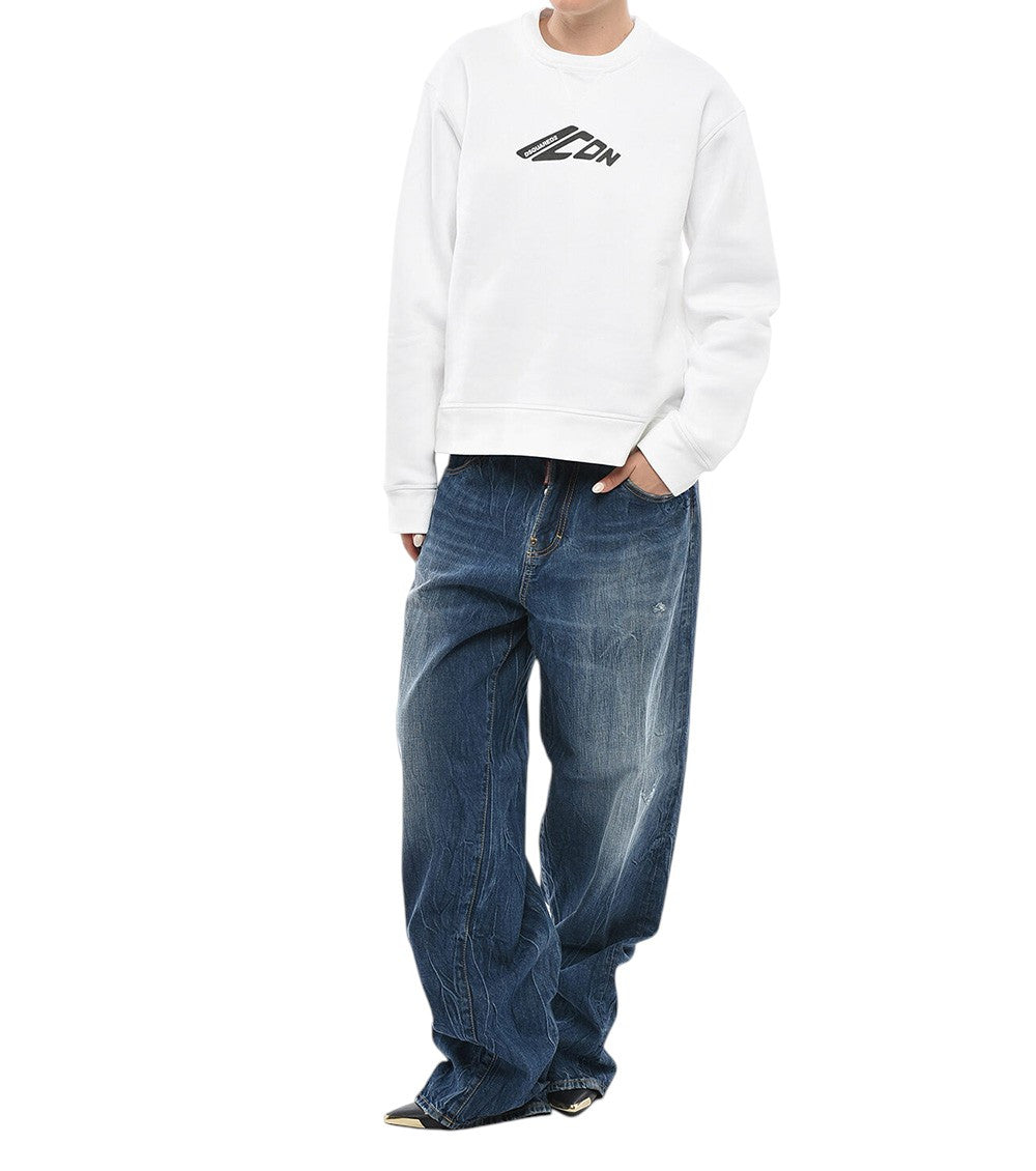 White Logo Crew Neck Sweatshirt 4