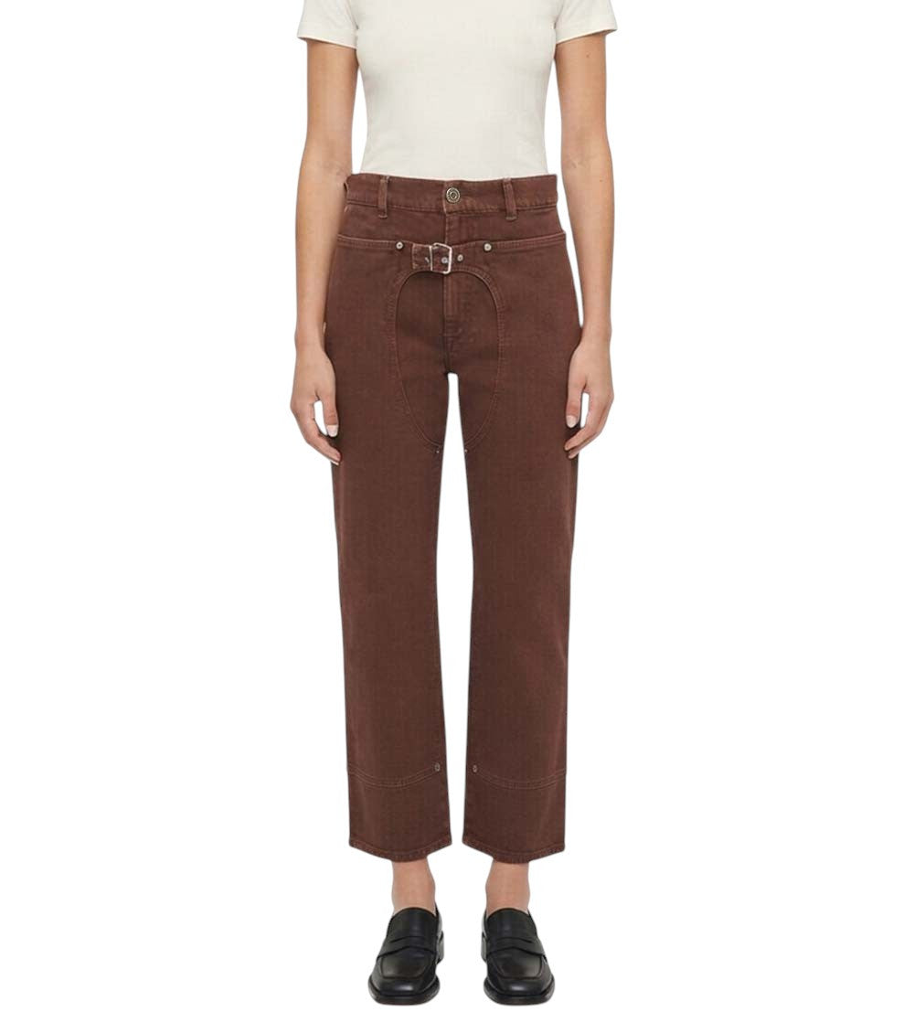 Brown Straight High Rise Jeans 1