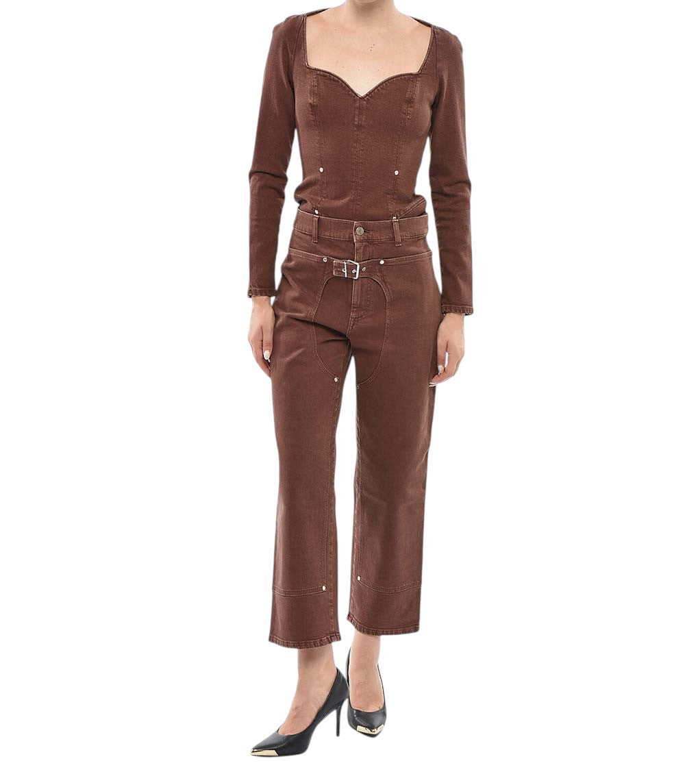 Brown Straight High Rise Jeans 4