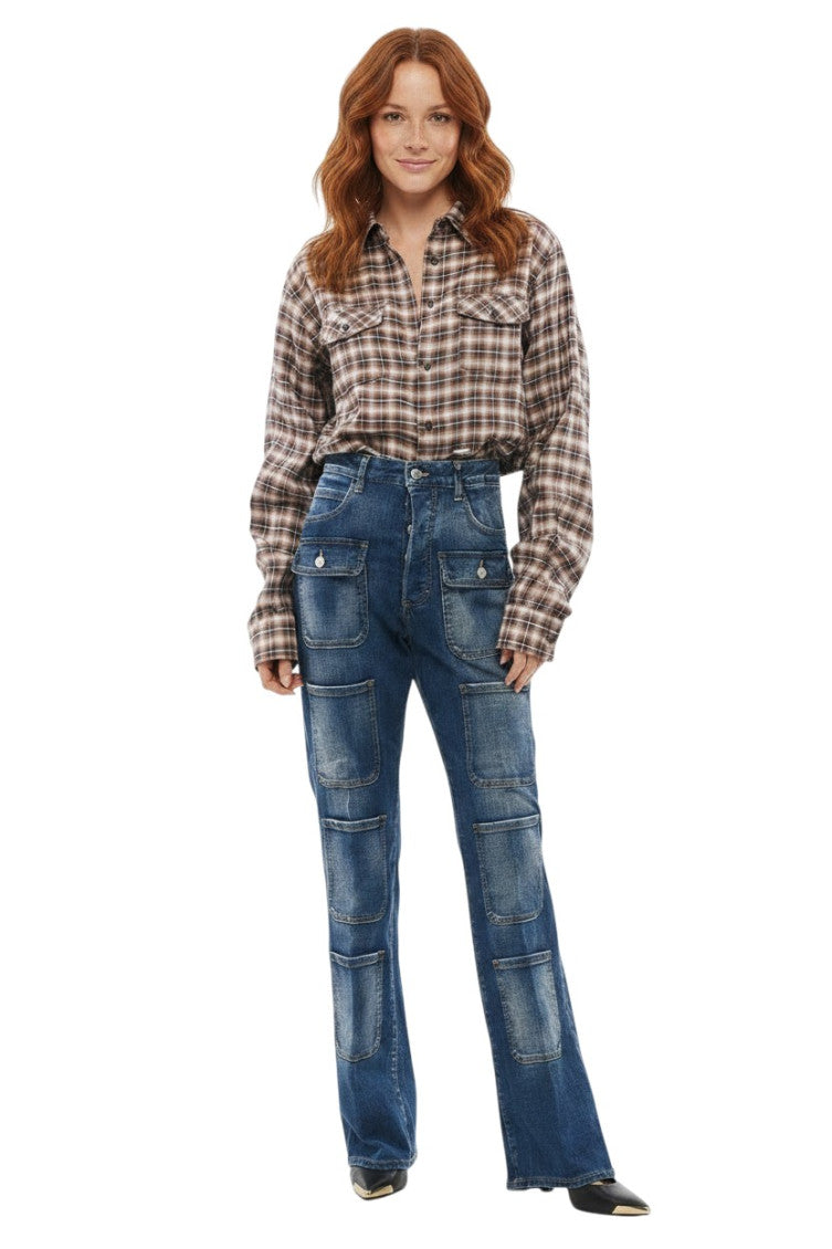 Blue Bootcut High Rise Jeans 1