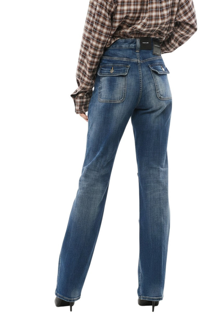 Blue Bootcut High Rise Jeans 2