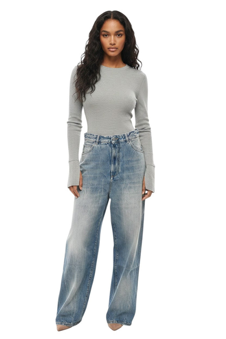 Sky Blue Flared High Rise Jeans 1