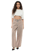 Beige Wide High Rise Jeans 1
