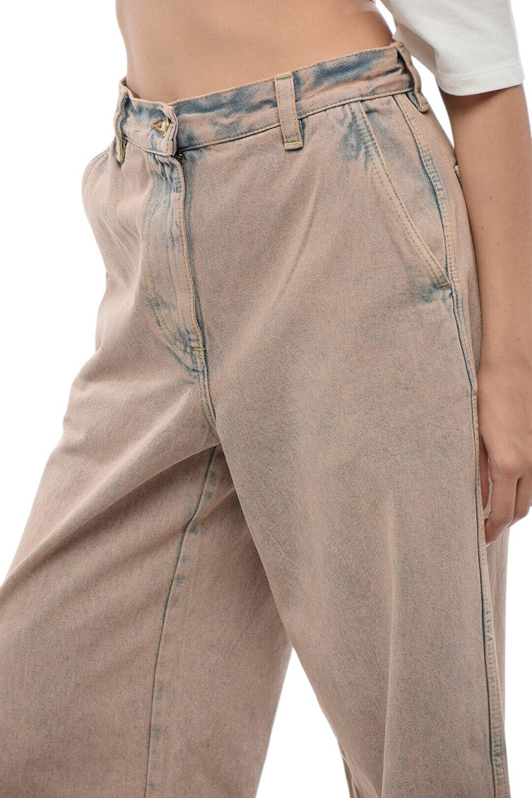 Beige Wide High Rise Jeans 3