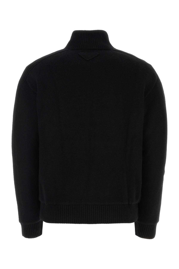 Black Logo Wool Cardigan 2