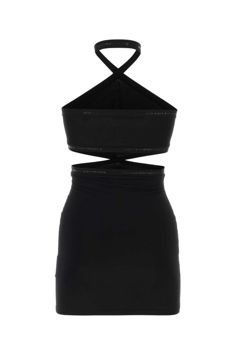 Black viscose knit mini dress 2
